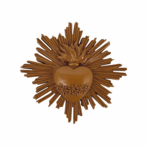 décoration murale ex voto coeur fleuri marron