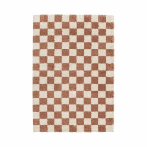 tapis à carreaux terracotta et écru 160x230