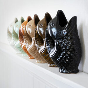 vase poisson en céramique blanc cassé