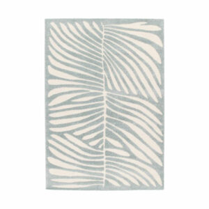 tapis épais motif feuille bleu et blanc