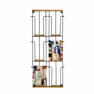 porte cartes mural en métal et bambou noir