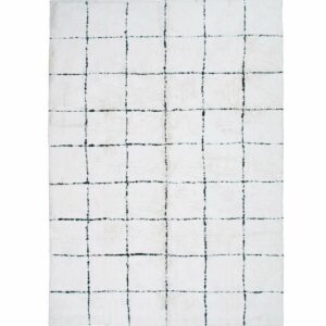 tapis berbère en coton blanc et noir carré