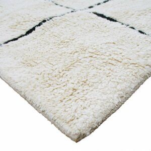 tapis berbère en coton blanc et noir carré