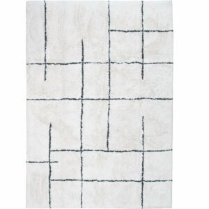 tapis berbère en coton blanc et noir lignes