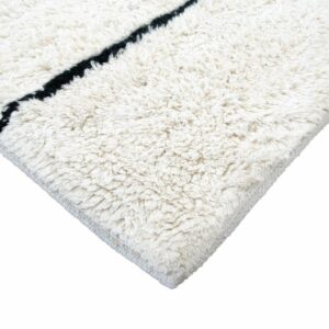 tapis berbère en coton blanc et noir lignes