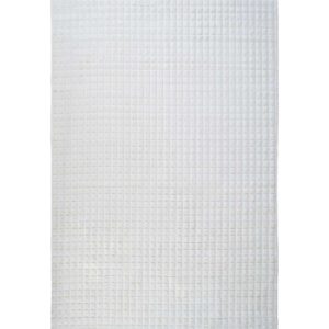 tapis extra doux blanc relief damier