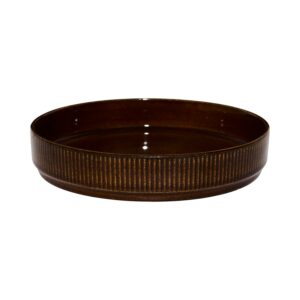 saladier en céramique marron striée