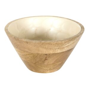 bol en manguier laqué beige nacré