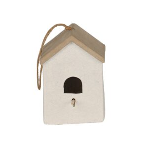 Cabane nichoir à oiseaux en terre cuite blanche à suspendre