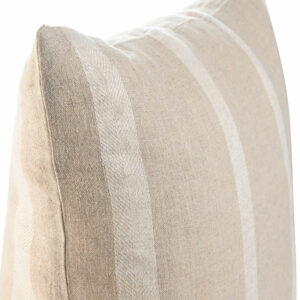coussin lin beige rayures ecru 1