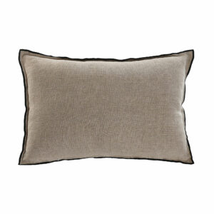 coussin lin naturel lisere noir 60x40 1