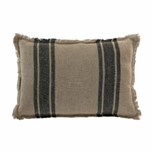 coussin lin naturel rayures noires 60x40 1