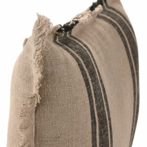 coussin lin naturel rayures noires 60x40 2