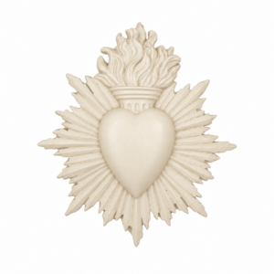 décoration murale ex voto coeur sacré blanc cassé