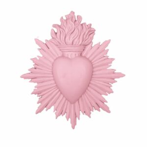 décoration murale ex voto coeur sacré rose poudré
