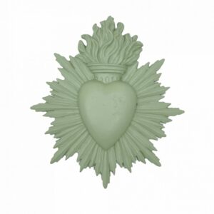 décoration murale ex voto coeur sacré vert sauge