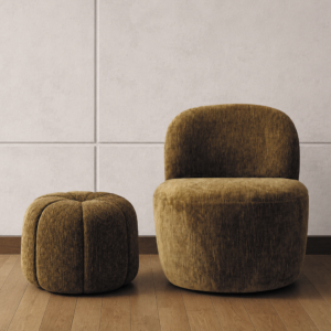 fauteuil pop velours olive 2