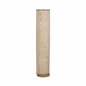 lampadaire en coton ecru et noir socle en bois 1