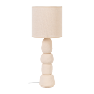 lampe en ceramique beige a pied galets grand modele