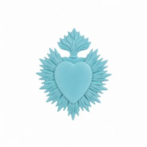 mini ex voto coeur rayonnant bleu ciel