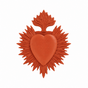 mini ex voto coeur rayonnant terracotta