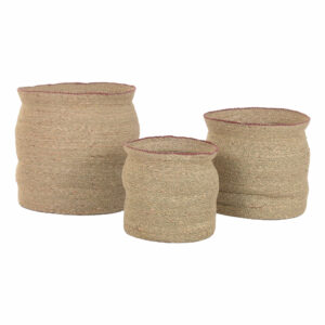 panier jonc de mer naturel liseré rouge haut 1