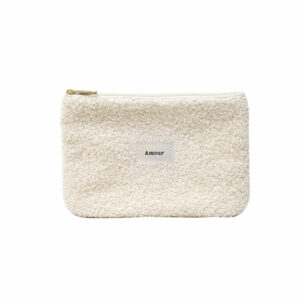 pochette tissu bouclette amour blanc