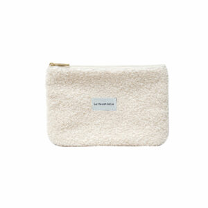 pochette tissu bouclette la vie est belle blanc