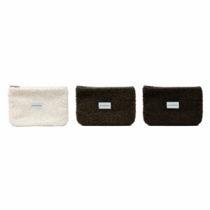 pochette tissu bouclette la vie est belle blanc kaki noir