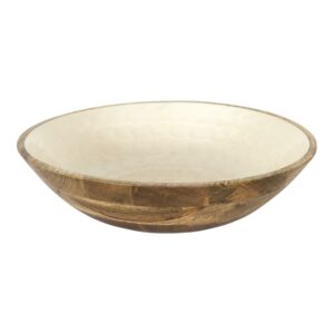 saladier en manguier laqué beige effet nacre