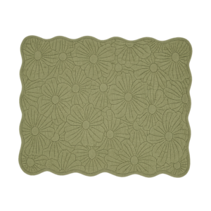 set de table en coton motif fleur kaki