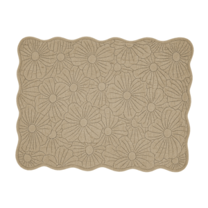set de table en coton motif fleur marron