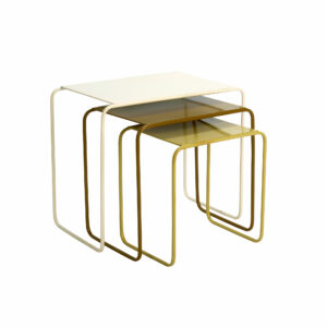 table gigogne en metal colore jaune curry blanc