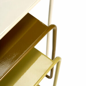 table gigogne en metal colore jaune curry blanc 4