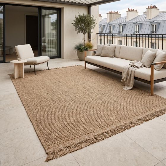 tapis aspect jute motif lignes 7