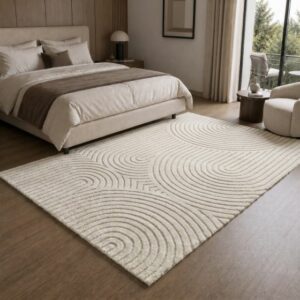 tapis doux blanc forme arc de cercle 2