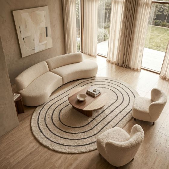 tapis ovale 160x230 ecru lignes noires 3