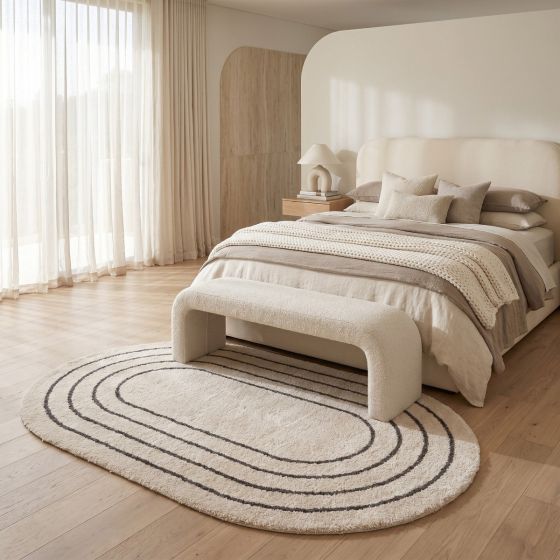 tapis ovale 160x230 ecru lignes noires 4