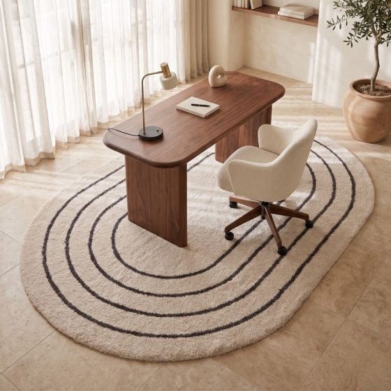 tapis ovale 160x230 ecru lignes noires 5