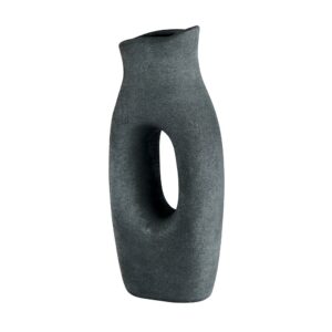vase en grès ajouré noir mat