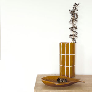vase en ceramique effet carrelage ocre 3