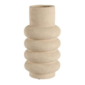 vase en grès beige mat forme boudins