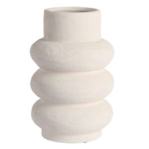 vase en grès blanc mat forme boudins