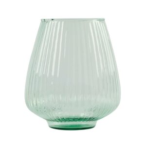 vase en verre transparent strié
