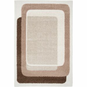 tapis epais double cadres marron beige ecru 1