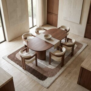 tapis epais double cadres marron beige ecru 4