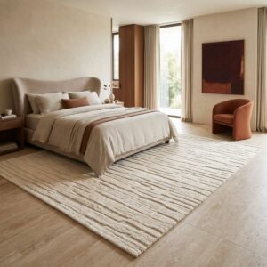 tapis epais ecru motif relief 5