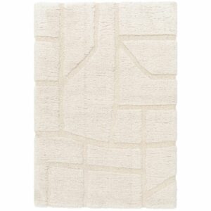 tapis epais ecru relief traits 1