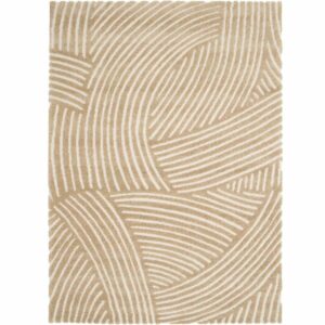 tapis epais motif courbes beige blanc 1