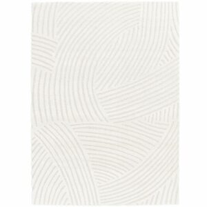 tapis epais motif courbes blanc 1